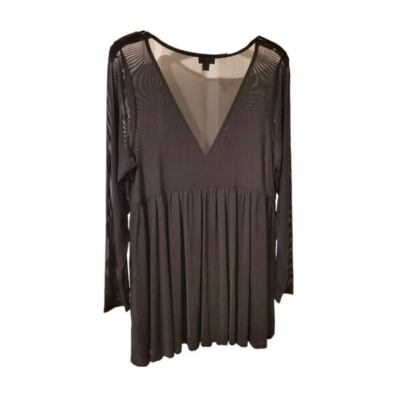 TORRID Plus Size black Longsleeve  Sheer Sexy babydoll knit mesh top 1X - Picture 5 of 12
